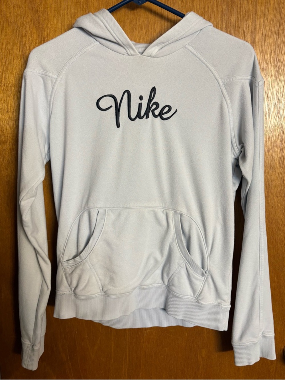 Nike Light Blue Pullover Hoodie with Small Swoosh
